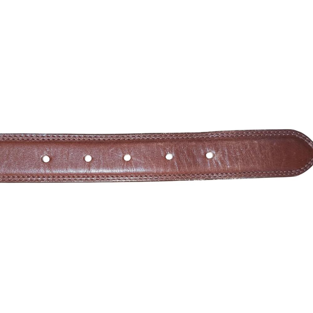 Womens Amanda Smith Genuine Leather Belt Brown Rounded Brass Buckle Size M - Picture 2 of 5